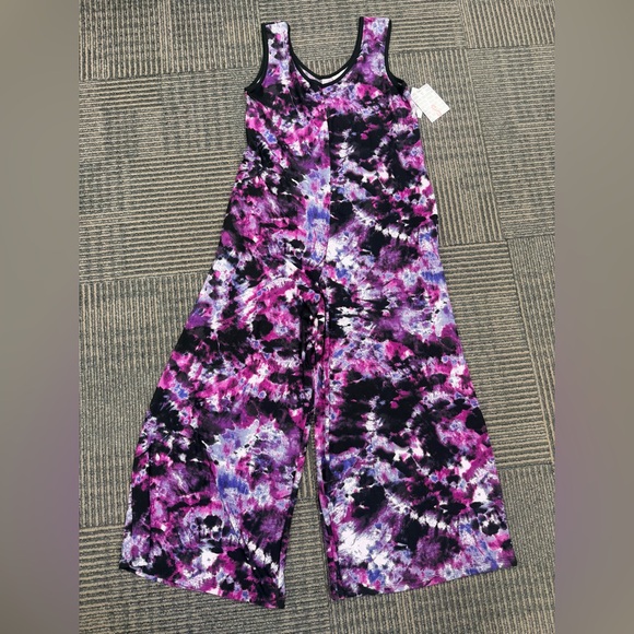 NWT Natalie LuLaRoe Purple Tie-Dye Jumpsuit Sz Small - Picture 3 of 4